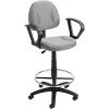 Drafting Chairs Boss Deluxe Posture Fabric Drafting Stool With Swivel Base, Gray (B1617-GY)