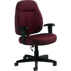 Task Chairs Global High-Back Fabric Task Chair, Adjustable Arms, Burgundy