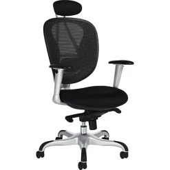 Executive/Managerial Chairs Offices To Go® Executive High-Back Chair With Headrest, Mesh, Black, Seat: 20.5"x18", Back: 19"x27"