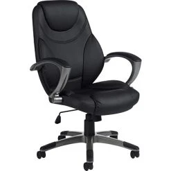 Executive/Managerial Chairs Global High-Back Bonded Leather Executive Chair, Fixed Arms, Black