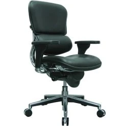 Task Chairs Raynor Eurotech Leather Mid Back Ergo Human Chair, Black