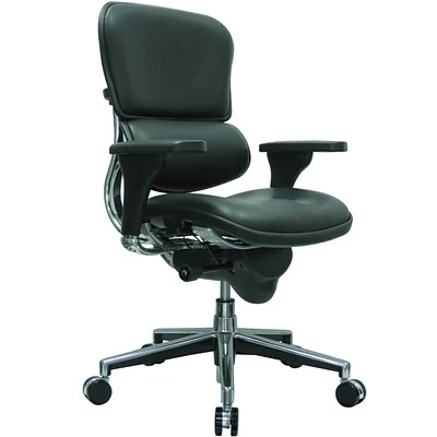 Task Chairs Raynor Eurotech Leather Mid Back Ergo Human Chair, Black