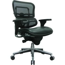 Task Chairs Raynor Eurotech Mesh/Leather Mid Back Ergo Human Chair, Black