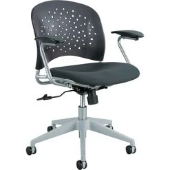 Safco Task Chairs Rêve Series Task Chair, Round Plastic Back, Polyester Seat, Black Seat/Back