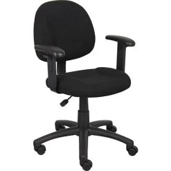 Task Chairs Boss Perfect Posture Deluxe Office Task Chair With Adjustable Arms, Black (B316-BK)