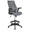 Drafting Chairs Flash Furniture Nylon Drafting Chair With Lumbar Support, Dark Gray (BLZP809DDKGY)