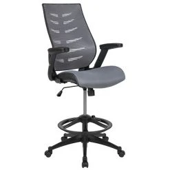 Drafting Chairs Flash Furniture Nylon Drafting Chair With Lumbar Support, Dark Gray (BLZP809DDKGY)