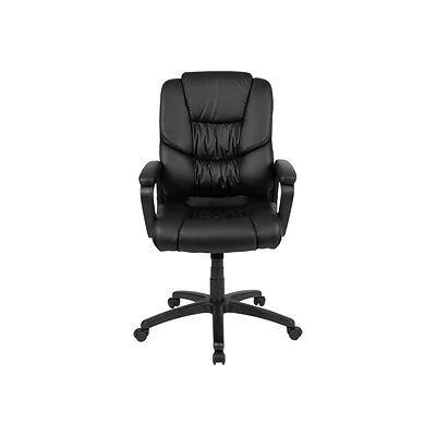 Task Chairs Flash Furniture Fundamentals Ergonomic Faux Leather Swivel Computer And Desk Chair, Black (CX-1179H-BK-GG)