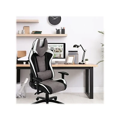 Gaming Chairs Hanover Commando Fabric Ergonomic Racing Gaming Chair, Black/Gray/White (HGC0107) - Image 4