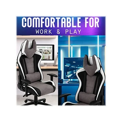 Gaming Chairs Hanover Commando Fabric Ergonomic Racing Gaming Chair, Black/Gray/White (HGC0107) - Image 6