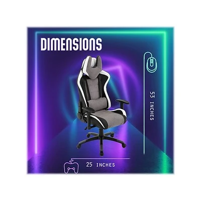 Gaming Chairs Hanover Commando Fabric Ergonomic Racing Gaming Chair, Black/Gray/White (HGC0107) - Image 7