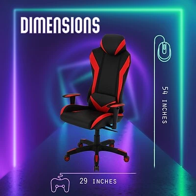 Gaming Chairs Hanover Commando Fabric Ergonomic High-Back Adjustable Gas Lift Seating Gaming Chair, Black And Red, HGC0105 - Image 7