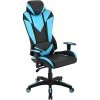 Gaming Chairs Hanover Commando Fabric Ergonomic High-Back Adjustable Gas Lift Seating Gaming Chair, Black And Electric Blue, HGC0103
