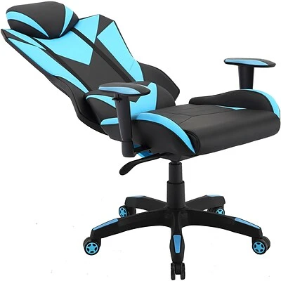 Gaming Chairs Hanover Commando Fabric Ergonomic High-Back Adjustable Gas Lift Seating Gaming Chair, Black And Electric Blue, HGC0103 - Image 2