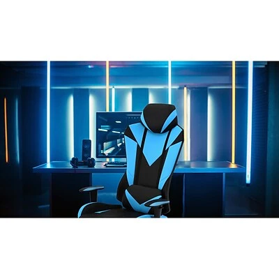 Gaming Chairs Hanover Commando Fabric Ergonomic High-Back Adjustable Gas Lift Seating Gaming Chair, Black And Electric Blue, HGC0103 - Image 9