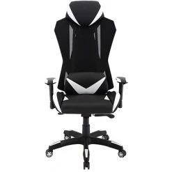 Gaming Chairs Hanover Commando Fabric Ergonomic High-Back Gaming Adjustable Gas Lift Seating Gaming Chair, Black And White, HGC0104