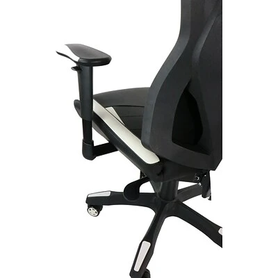 Gaming Chairs Hanover Commando Fabric Ergonomic High-Back Gaming Adjustable Gas Lift Seating Gaming Chair, Black And White, HGC0104 - Image 3