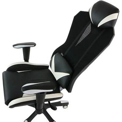 Gaming Chairs Hanover Commando Fabric Ergonomic High-Back Gaming Adjustable Gas Lift Seating Gaming Chair, Black And White, HGC0104 - Image 4