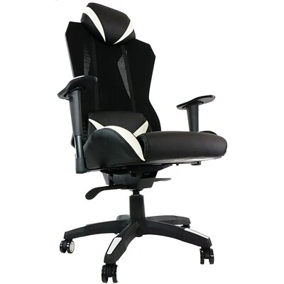Gaming Chairs Hanover Commando Fabric Ergonomic High-Back Gaming Adjustable Gas Lift Seating Gaming Chair, Black And White, HGC0104 - Image 5