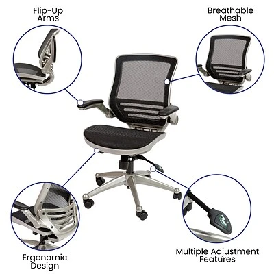 Executive/Managerial Chairs Flash Furniture Ergonomic Mesh Swivel Executive Mid-Back Chair, Black (BL8801XBKGR) - Image 6