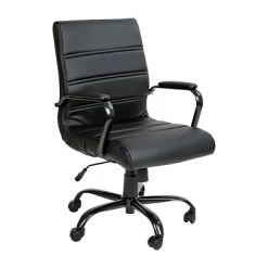 Executive/Managerial Chairs Flash Furniture Ergonomic LeatherSoft Swivel Executive Mid-Back Chair, Black (GO2286MBKBK)