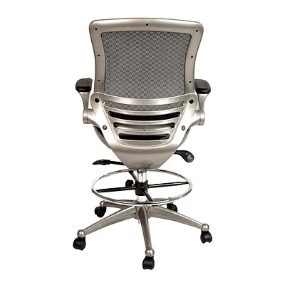 Drafting Chairs Flash Furniture Mesh Mid-Back Drafting Stool With Lumbar Support, Black/Graphite Silver (BLLB8801XDBKGR) - Image 6