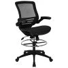 Drafting Chairs Flash Furniture Mesh Mid-Back Drafting Stool With Lumbar Support, Black (BLLB8801XDBLK)