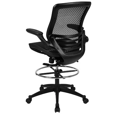 Drafting Chairs Flash Furniture Mesh Mid-Back Drafting Stool With Lumbar Support, Black (BLLB8801XDBLK) - Image 7