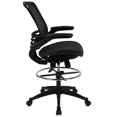 Drafting Chairs Flash Furniture Mesh Mid-Back Drafting Stool With Lumbar Support, Black (BLLB8801XDBLK) - Image 9