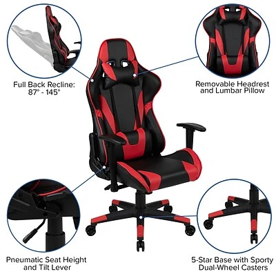Executive/Managerial Chairs Flash Furniture X20 Ergonomic LeatherSoft Swivel Gaming Chair, Red (CH1872301RED) - Image 5