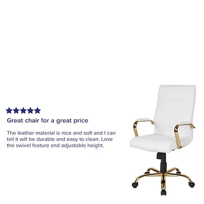 Office Chairs Flash Furniture Ergonomic Faux Leather Swivel Executive Chair, White (GO-2286H-WH-GLD-GG) - Image 5