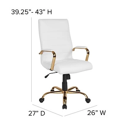 Office Chairs Flash Furniture Ergonomic Faux Leather Swivel Executive Chair, White (GO-2286H-WH-GLD-GG) - Image 7
