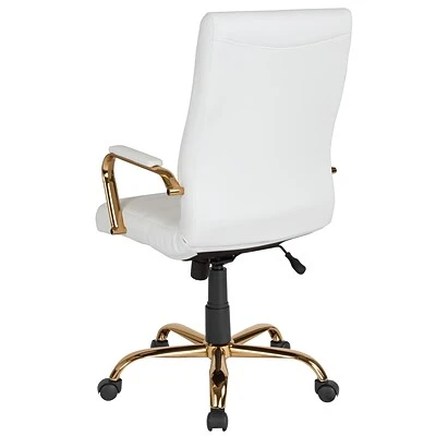 Office Chairs Flash Furniture Ergonomic Faux Leather Swivel Executive Chair, White (GO-2286H-WH-GLD-GG) - Image 8