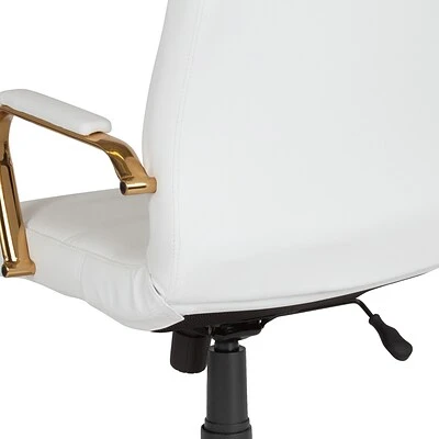 Office Chairs Flash Furniture Ergonomic Faux Leather Swivel Executive Chair, White (GO-2286H-WH-GLD-GG) - Image 9