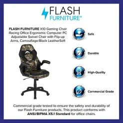 Office Chairs Flash Furniture X10 Ergonomic Leather Swivel Computer And Desk Chair, Multicolor (CH-00095-CAM-GG) 3 Office Chairs Flash Furniture X10 Ergonomic Leather Swivel Computer And Desk Chair, Multicolor (CH-00095-CAM-GG) -Coreproducts sp142013882 s7