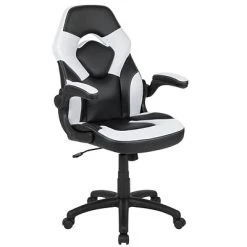 Office Chairs Flash Furniture X10 Ergonomic Leather Swivel Computer And Desk Chair, Black With White Inserts (CH-00095-WH-GG)
