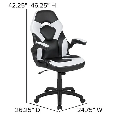 Office Chairs Flash Furniture X10 Ergonomic Leather Swivel Computer And Desk Chair, Black With White Inserts (CH-00095-WH-GG) - Image 7