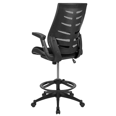 Drafting Chairs Flash Furniture Nylon Drafting Chair With Footrest And Lumbar Support, Black (BL-ZP-809D-BK-GG) - Image 7