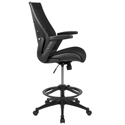 Drafting Chairs Flash Furniture Nylon Drafting Chair With Footrest And Lumbar Support, Black (BL-ZP-809D-BK-GG) - Image 9