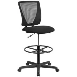 Flash Furniture Drafting Chairs Ergonomic Mid-Back Mesh Drafting Chair With Black Fabric Seat And Adjustable Foot Ring [GO-2100-GG]