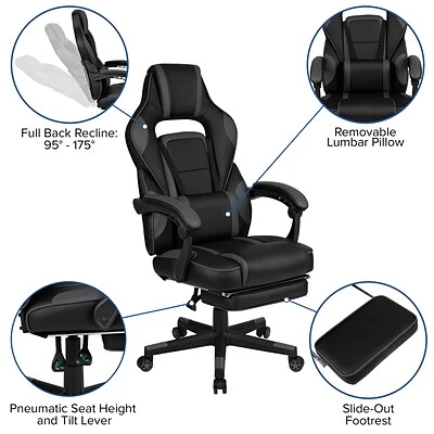Executive/Managerial Chairs Flash Furniture X40 Ergonomic LeatherSoft Swivel Gaming Chair, Black (CH00288BK) - Image 5