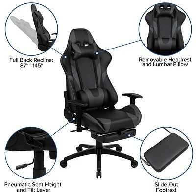 Executive/Managerial Chairs Flash Furniture X30 Ergonomic LeatherSoft Swivel Gaming Chair, Gray (CH187230GY) - Image 5