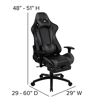 Executive/Managerial Chairs Flash Furniture X30 Ergonomic LeatherSoft Swivel Gaming Chair, Gray (CH187230GY) - Image 6