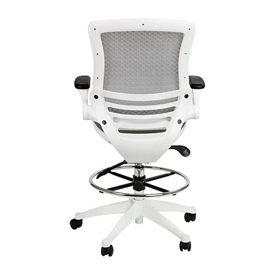 Drafting Chairs Flash Furniture Mesh Mid-Back Drafting Stool With Lumbar Support, Gray/White (BLLB8801XDGRWH) - Image 7
