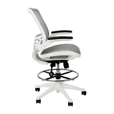 Drafting Chairs Flash Furniture Mesh Mid-Back Drafting Stool With Lumbar Support, Gray/White (BLLB8801XDGRWH) - Image 9