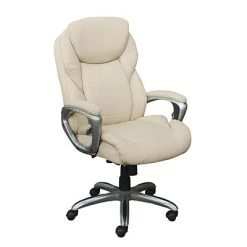 Executive/Managerial Chairs Serta Works My Fit Bonded Leather Executive Office Chair With Active Lumbar Support, Inspired Ivory (CHR200065)