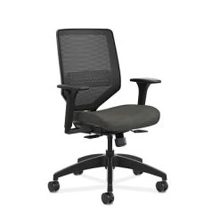 Task Chairs HON Solve Ilira-Stretch Mesh /Fabric Mid-Back Task Chair, Adjustable Lumbar Support & Arms, Black/Ink (HONSVM1ALC10T)