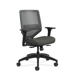 Task Chairs HON Solve ReActiv/Fabric Mid-Back Task Chair, Adjustable Lumbar Support & Arms, Charcoal/Ink (HONSVR1ACLC10T)