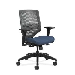Task Chairs HON Solve ReActiv/Fabric Mid-Back Task Chair, Adjustable Lumbar Support & Arms, Charcoal/Midnight (HONSVR1ACLC90T)
