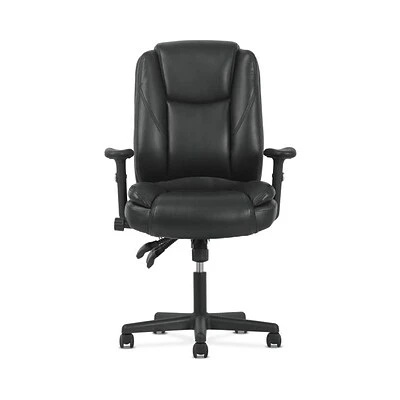 Task Chairs Sadie High-Back Task Chair, Height Adjustable Arms, Height Adjustable Back, Black Leather (BSXVST331) - Image 5